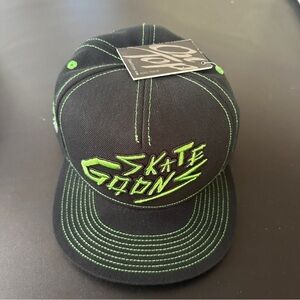 Flat Fitty Skate Goons black & neon green adjustable baseball hat cap skateboard